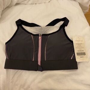 Fabletics xs zoe high impact bra. NWT grey, black and pink